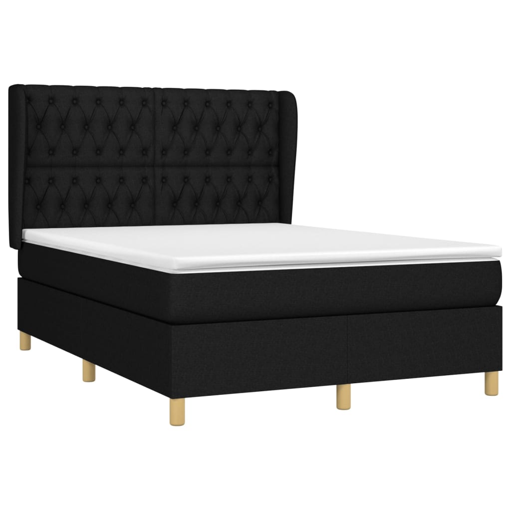Giroletto a Molle con Materasso Nero 140x200 cm in Tessuto | homemem39