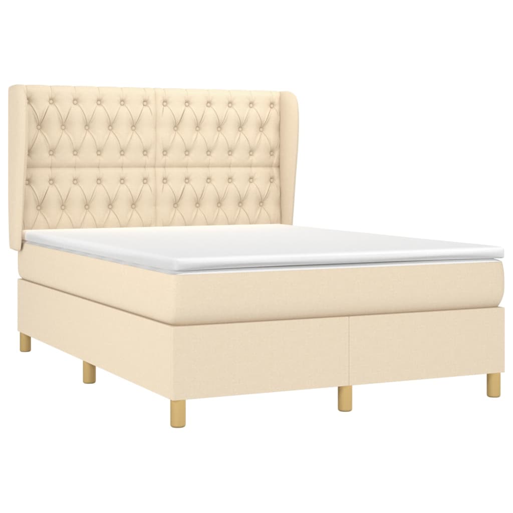 Giroletto a Molle con Materasso Crema 140x200 cm in Tessuto | homemem39