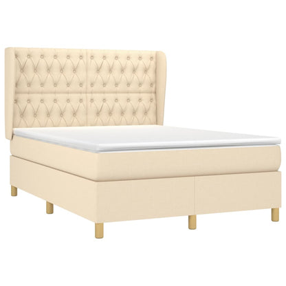Giroletto a Molle con Materasso Crema 140x200 cm in Tessuto | homemem39