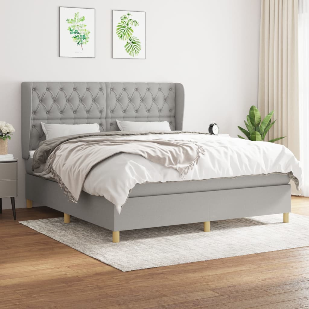Giroletto a Molle con Materasso Grigio Chiaro160x200 cm Tessuto | homemem39