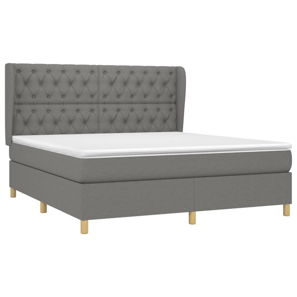 Giroletto a Molle con Materasso Grigio Scuro 160x200 cm Tessuto | homemem39