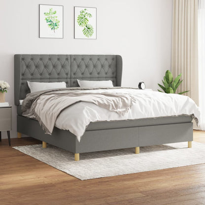 Giroletto a Molle con Materasso Grigio Scuro 160x200 cm Tessuto | homemem39