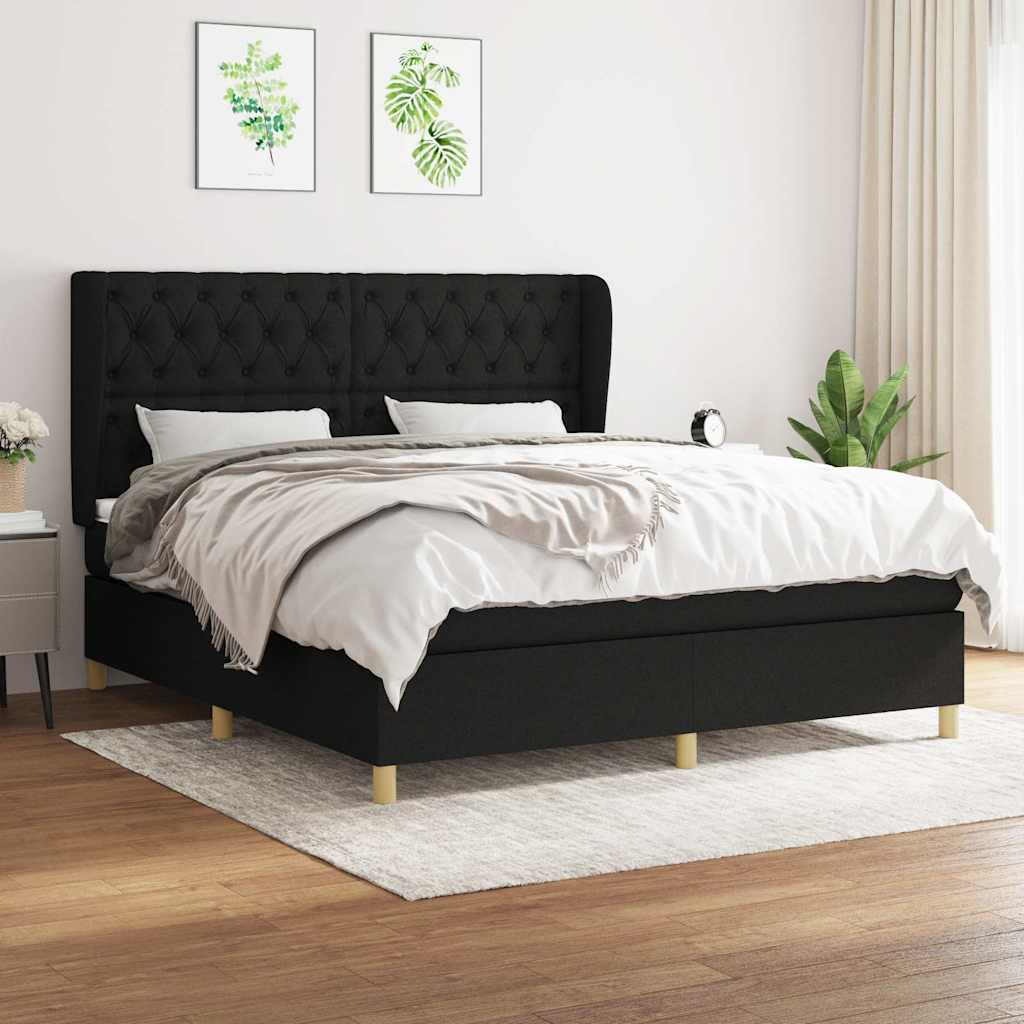 Giroletto a Molle con Materasso Nero 160x200 cm in Tessuto | homemem39