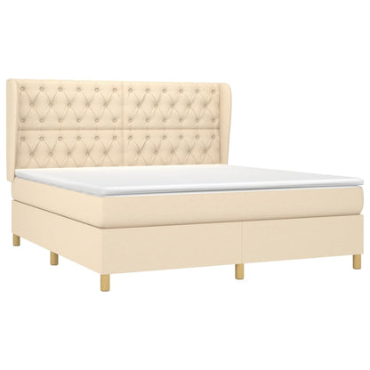 Giroletto a Molle con Materasso Crema 160x200 cm in Tessuto | homemem39