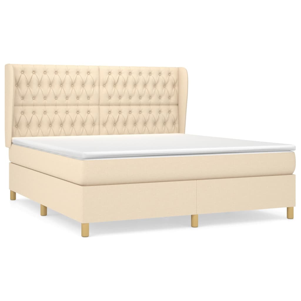 Giroletto a Molle con Materasso Crema 180x200 cm in Tessuto | homemem39