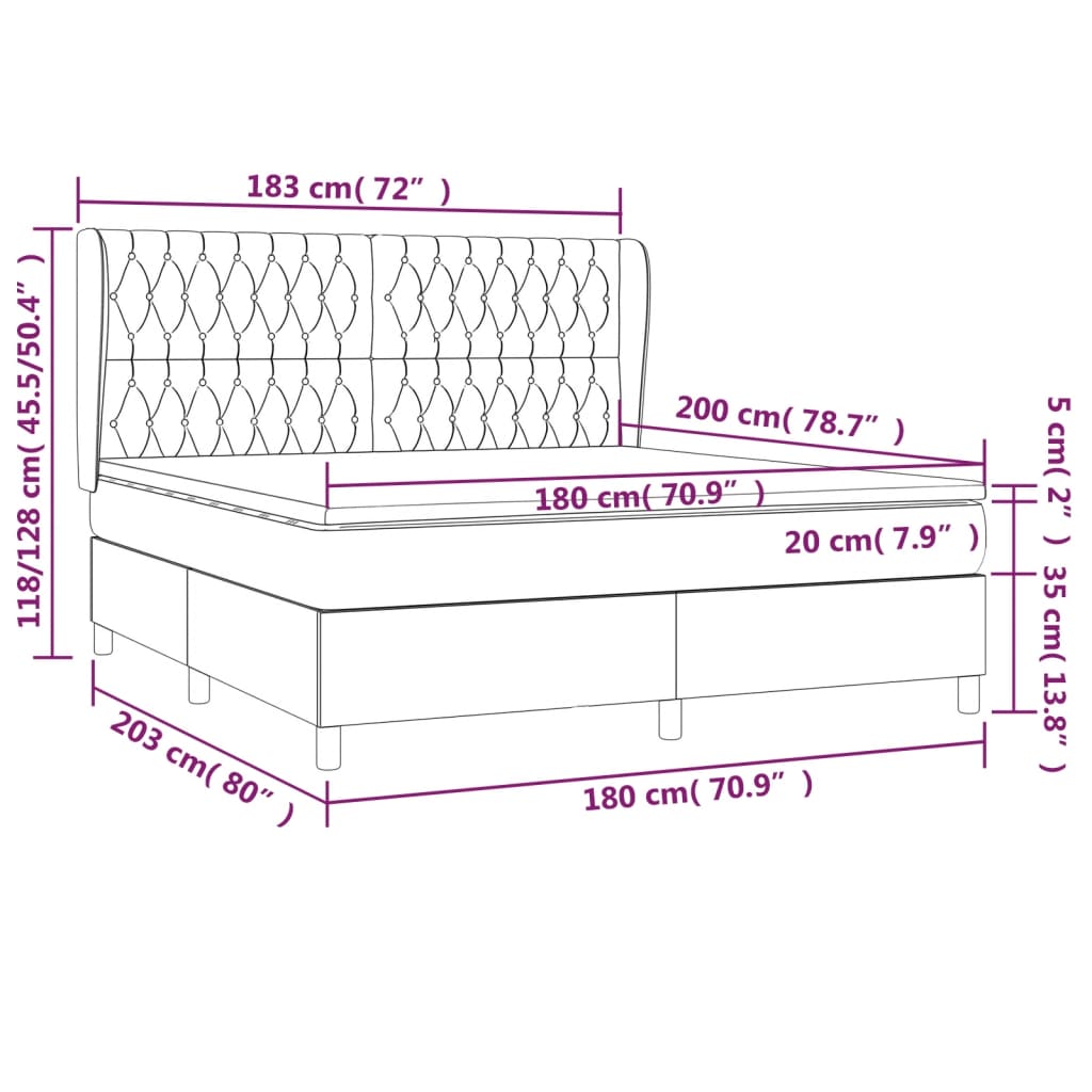 Giroletto a Molle con Materasso Crema 180x200 cm in Tessuto | homemem39