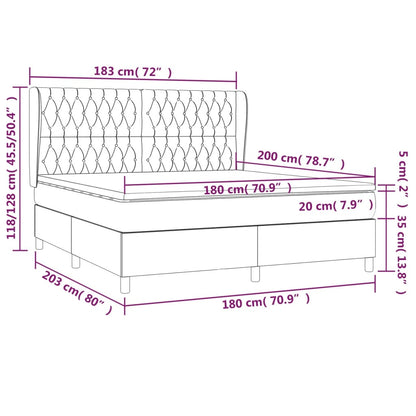 Giroletto a Molle con Materasso Crema 180x200 cm in Tessuto | homemem39