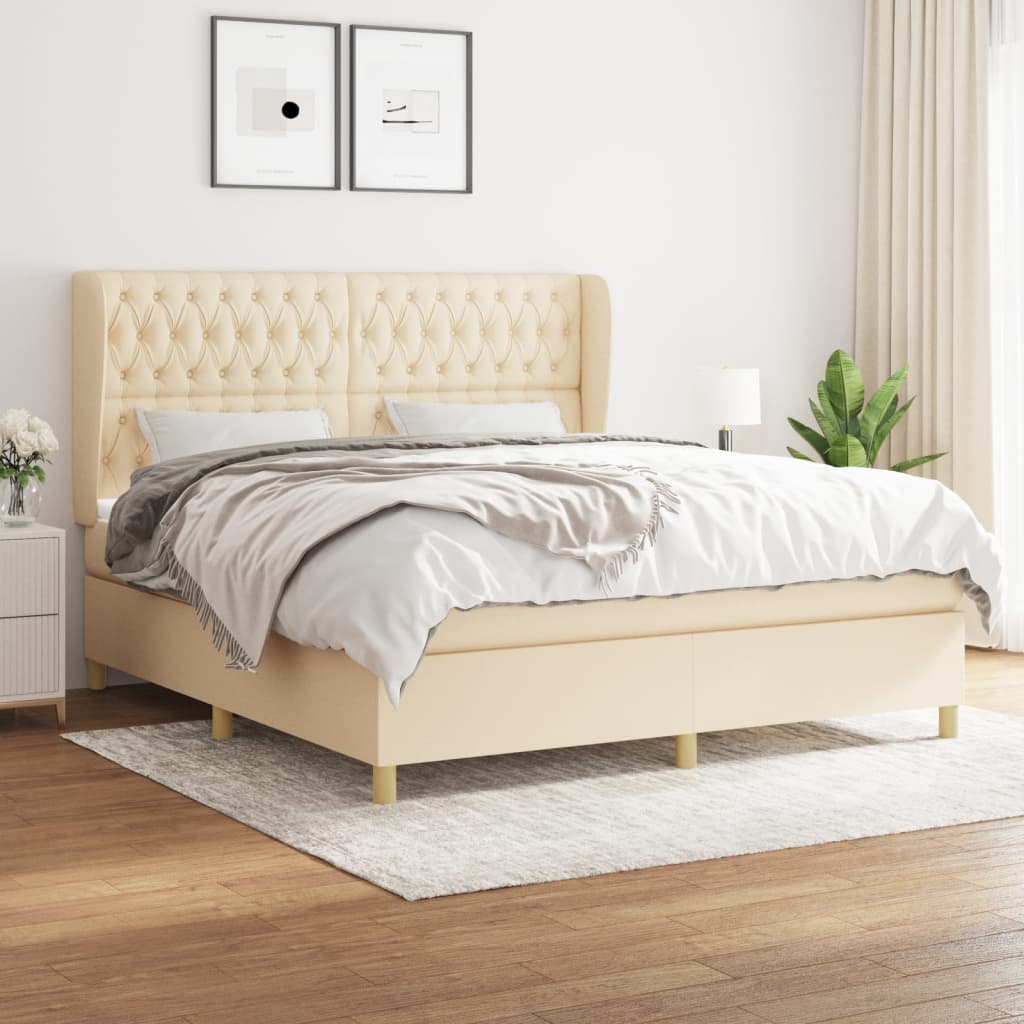 Giroletto a Molle con Materasso Crema 180x200 cm in Tessuto | homemem39