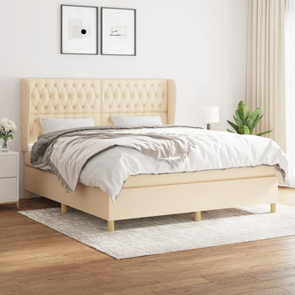 Giroletto a Molle con Materasso Crema 180x200 cm in Tessuto | homemem39