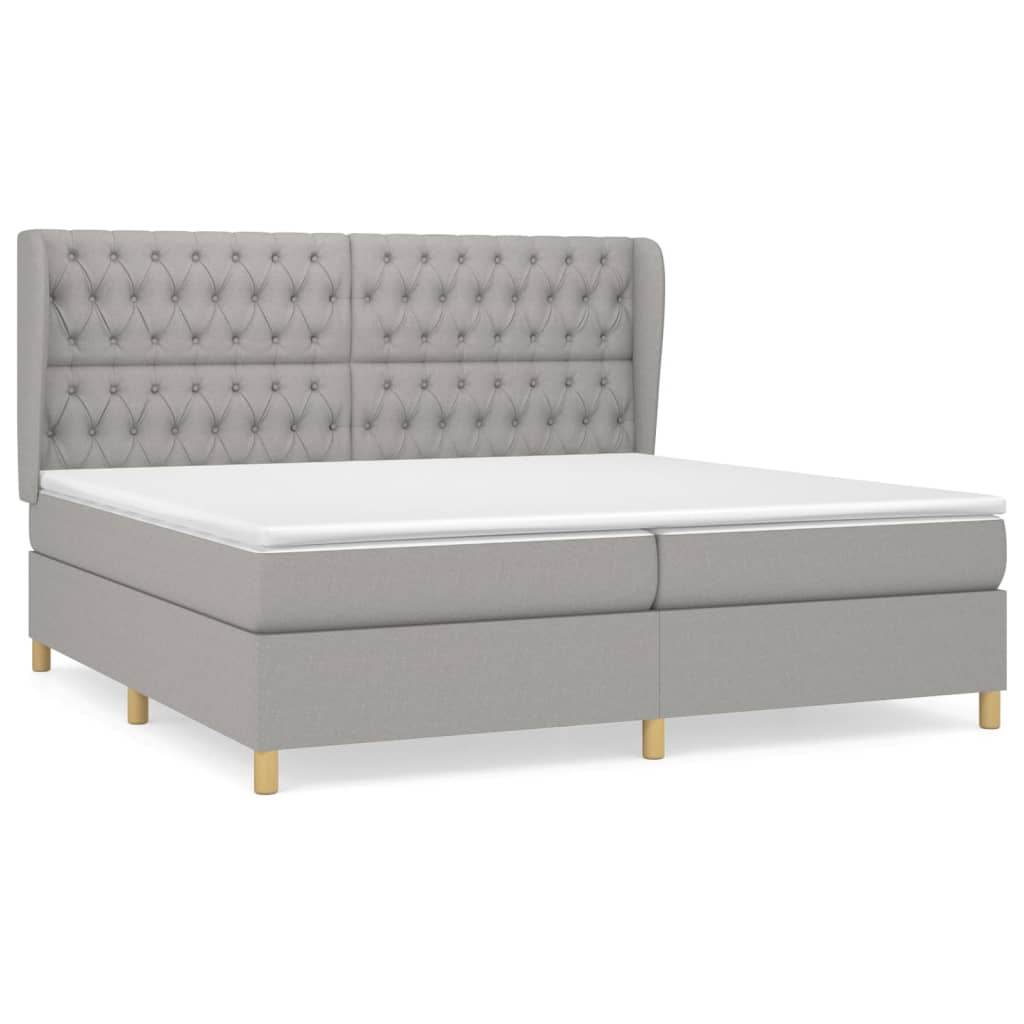 Giroletto a Molle con Materasso Grigio Chiaro 200x200cm Tessuto | homemem39
