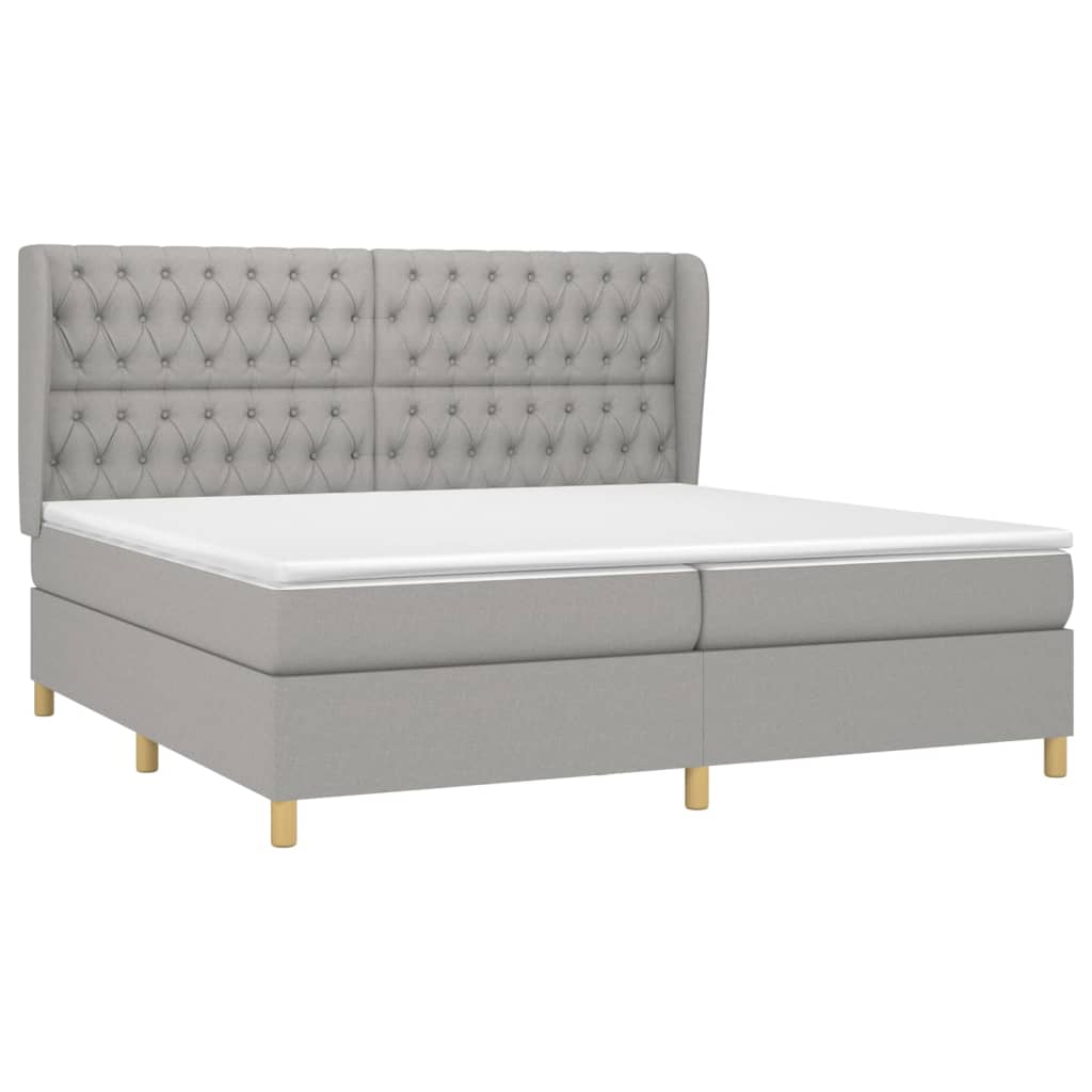 Giroletto a Molle con Materasso Grigio Chiaro 200x200cm Tessuto | homemem39