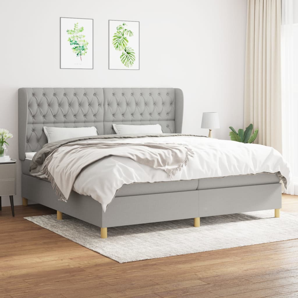 Giroletto a Molle con Materasso Grigio Chiaro 200x200cm Tessuto | homemem39