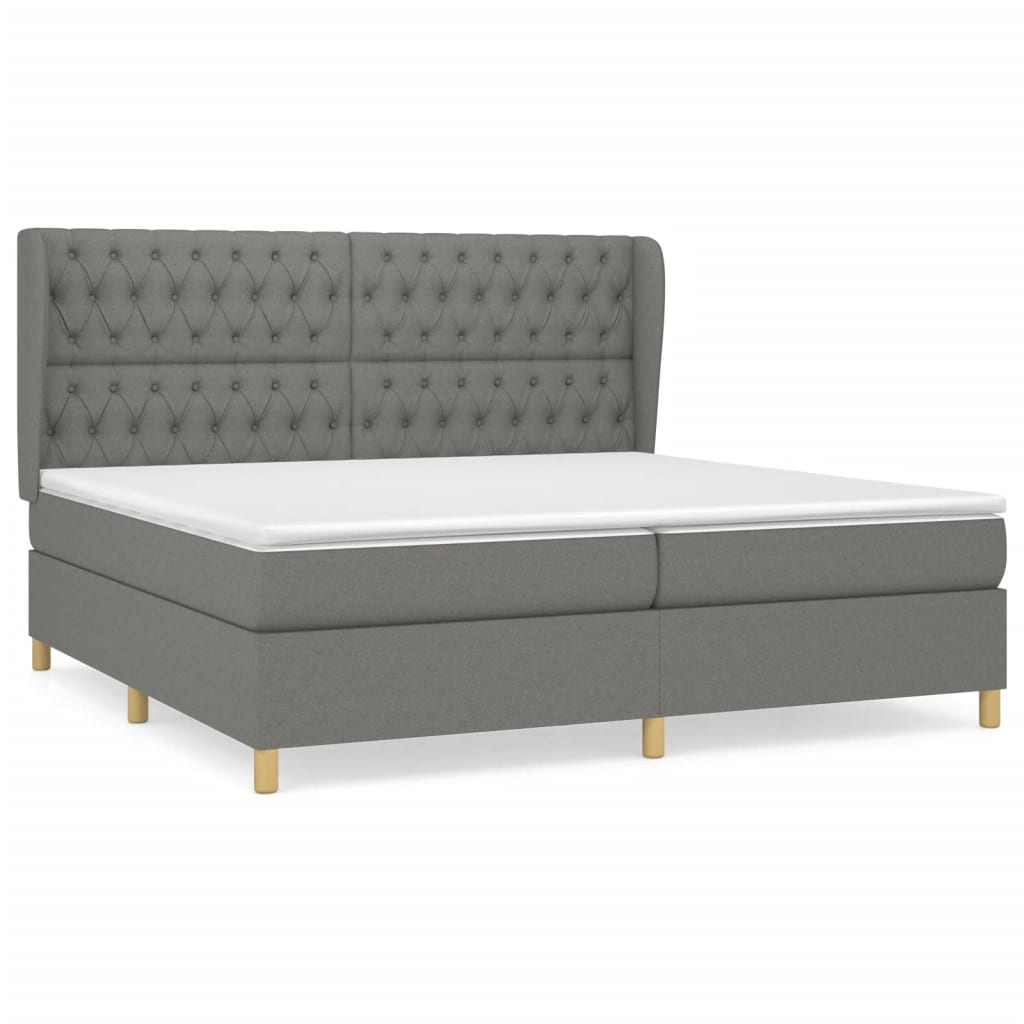 Giroletto a Molle con Materasso Grigio Scuro 200x200 cm Tessuto | homemem39