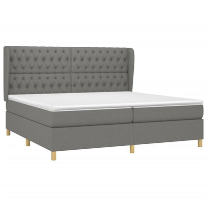 Giroletto a Molle con Materasso Grigio Scuro 200x200 cm Tessuto | homemem39