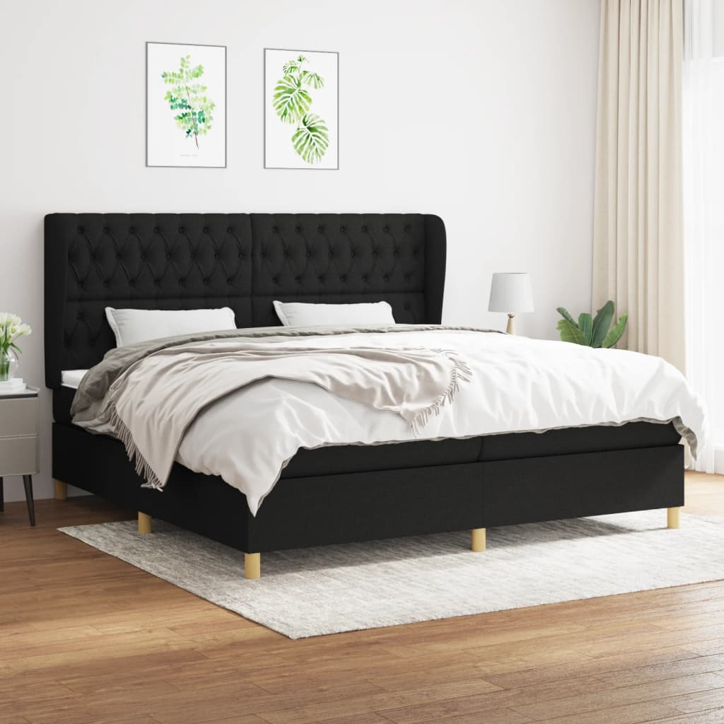 Giroletto a Molle con Materasso Nero 200x200 cm in Tessuto | homemem39