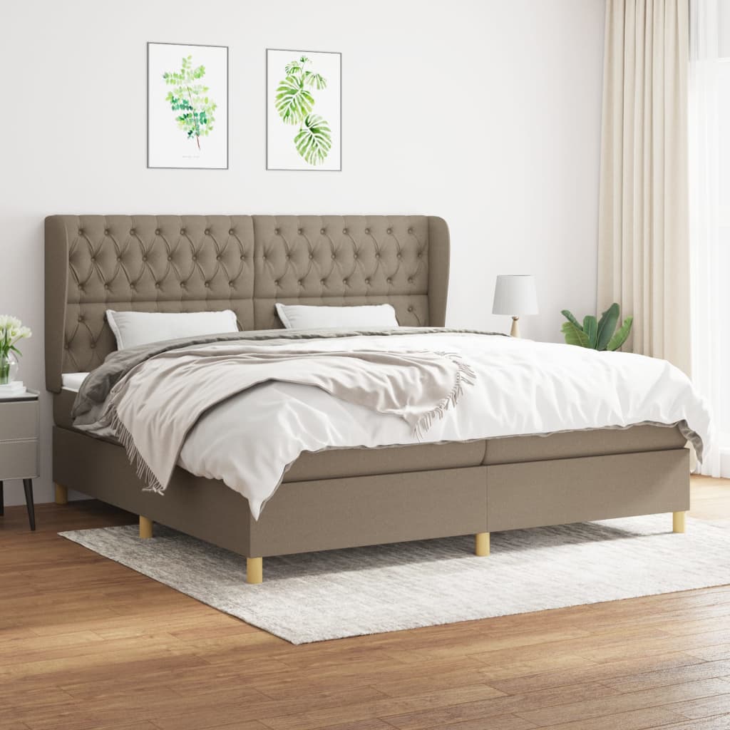 Giroletto a Molle con Materasso Tortora 200x200 cm in Tessuto | homemem39