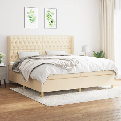 Giroletto a Molle con Materasso Crema 200x200 cm in Tessuto | homemem39