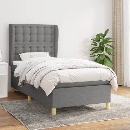 Giroletto a Molle con Materasso Grigio Scuro 90x190 cm Tessuto | homemem39