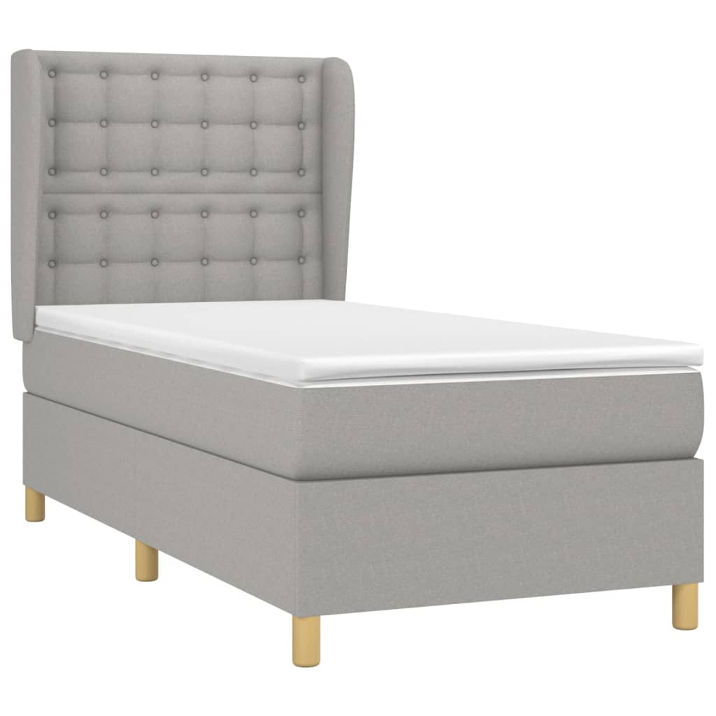 Giroletto a Molle con Materasso Grigio Chiaro100x200 cm Tessuto | homemem39