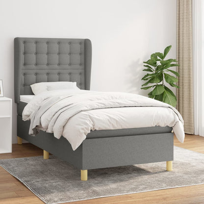 Giroletto a Molle con Materasso Grigio Scuro 100x200 cm Tessuto | homemem39