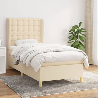 Giroletto a Molle con Materasso Crema 100x200 cm in Tessuto | homemem39