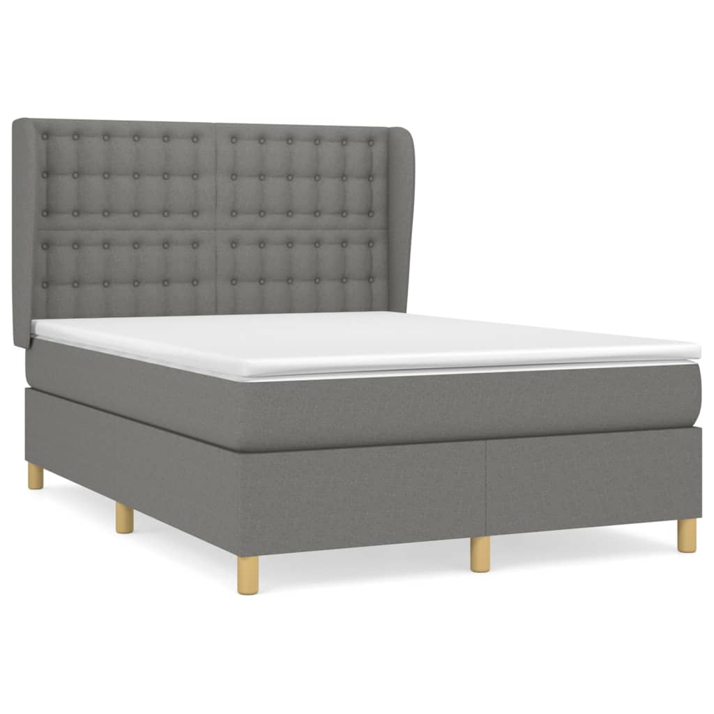 Giroletto a Molle con Materasso Grigio Scuro 140x190 cm Tessuto | homemem39