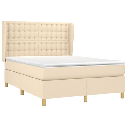 Giroletto a Molle con Materasso Crema 140x19 cm in Tessuto | homemem39