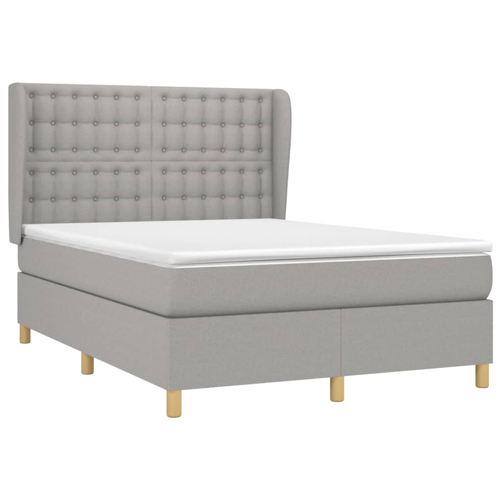 Giroletto a Molle con Materasso Grigio Chiaro 140x200cm Tessuto | homemem39