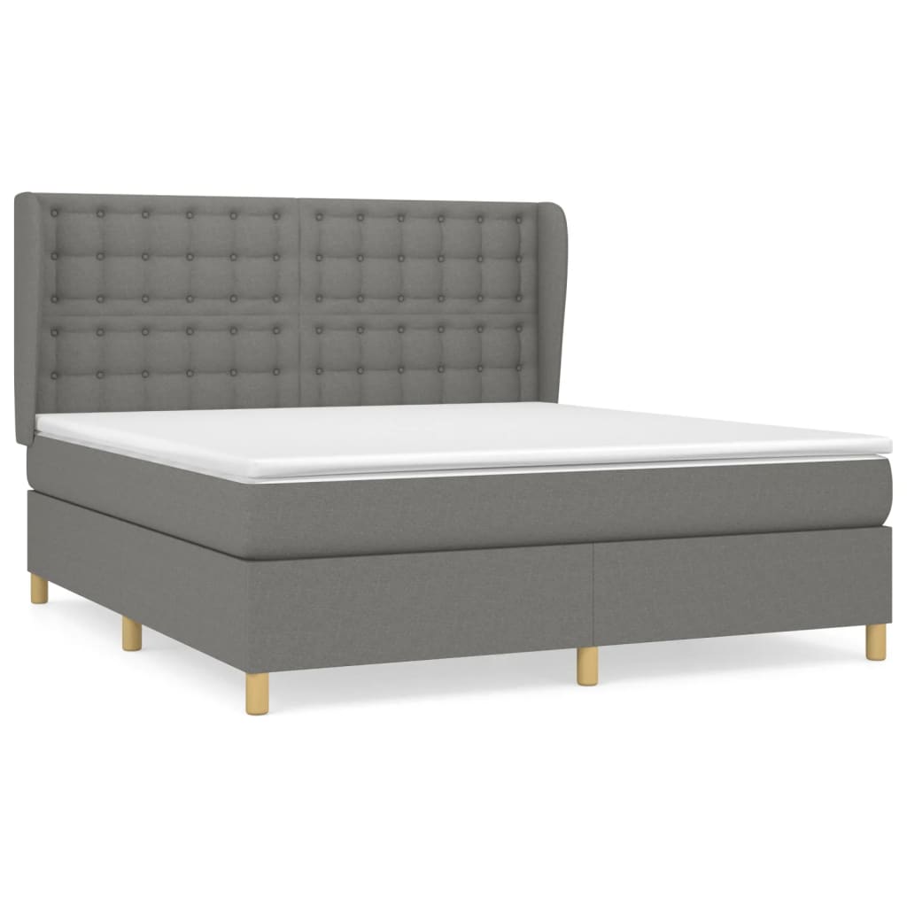 Giroletto a Molle con Materasso Grigio Scuro 160x200 cm Tessuto | homemem39