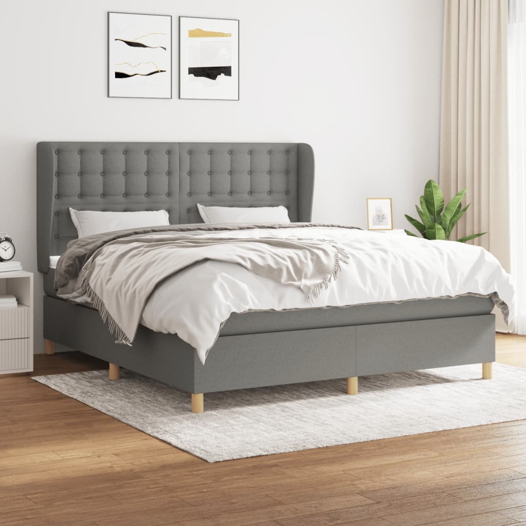 Giroletto a Molle con Materasso Grigio Scuro 160x200 cm Tessuto | homemem39