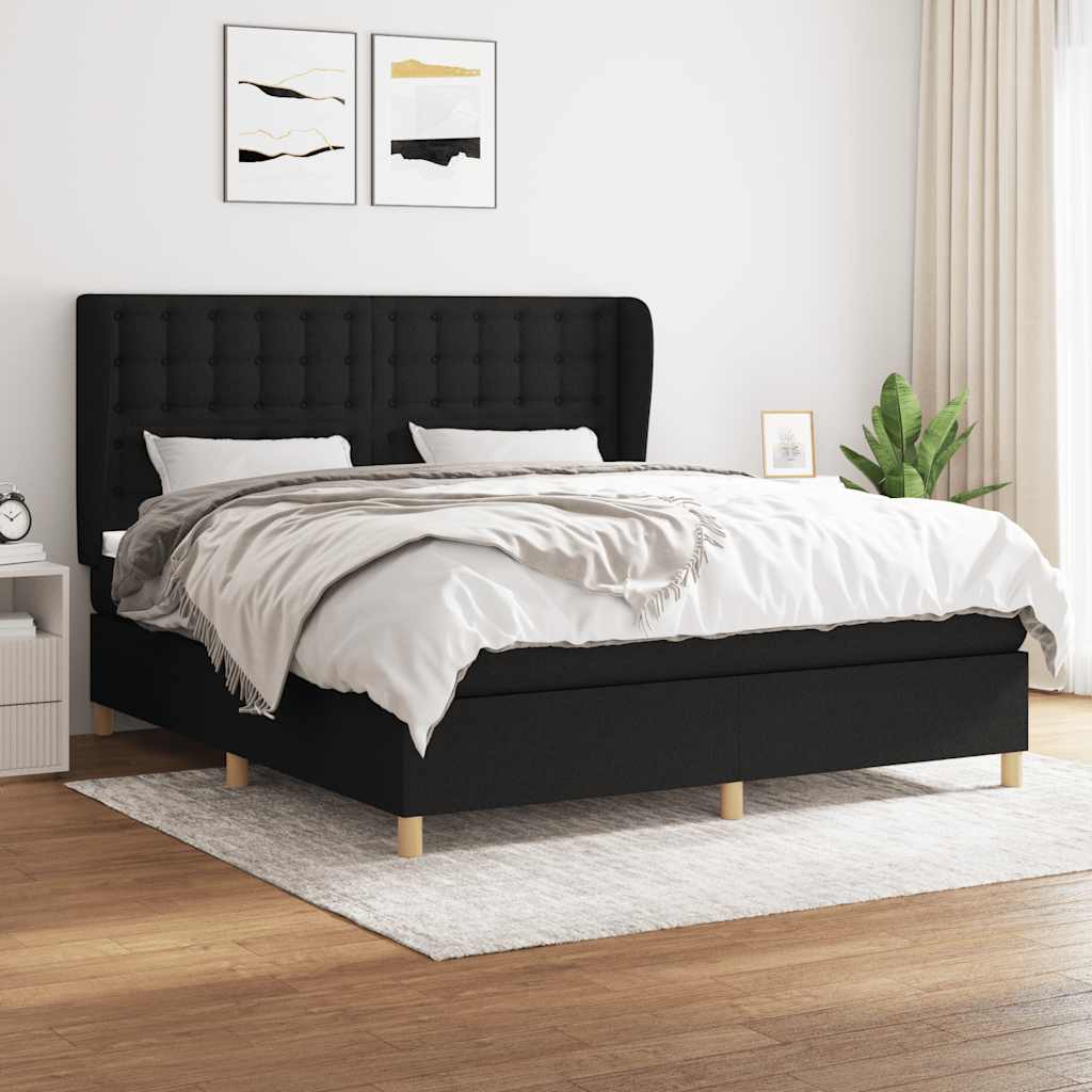 Giroletto a Molle con Materasso Nero 160x200 cm in Tessuto | homemem39