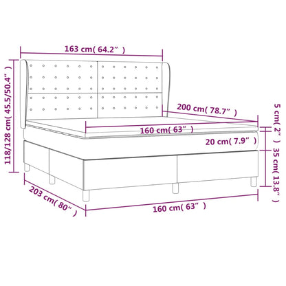 Giroletto a Molle con Materasso Crema 160x200 cm in Tessuto | homemem39
