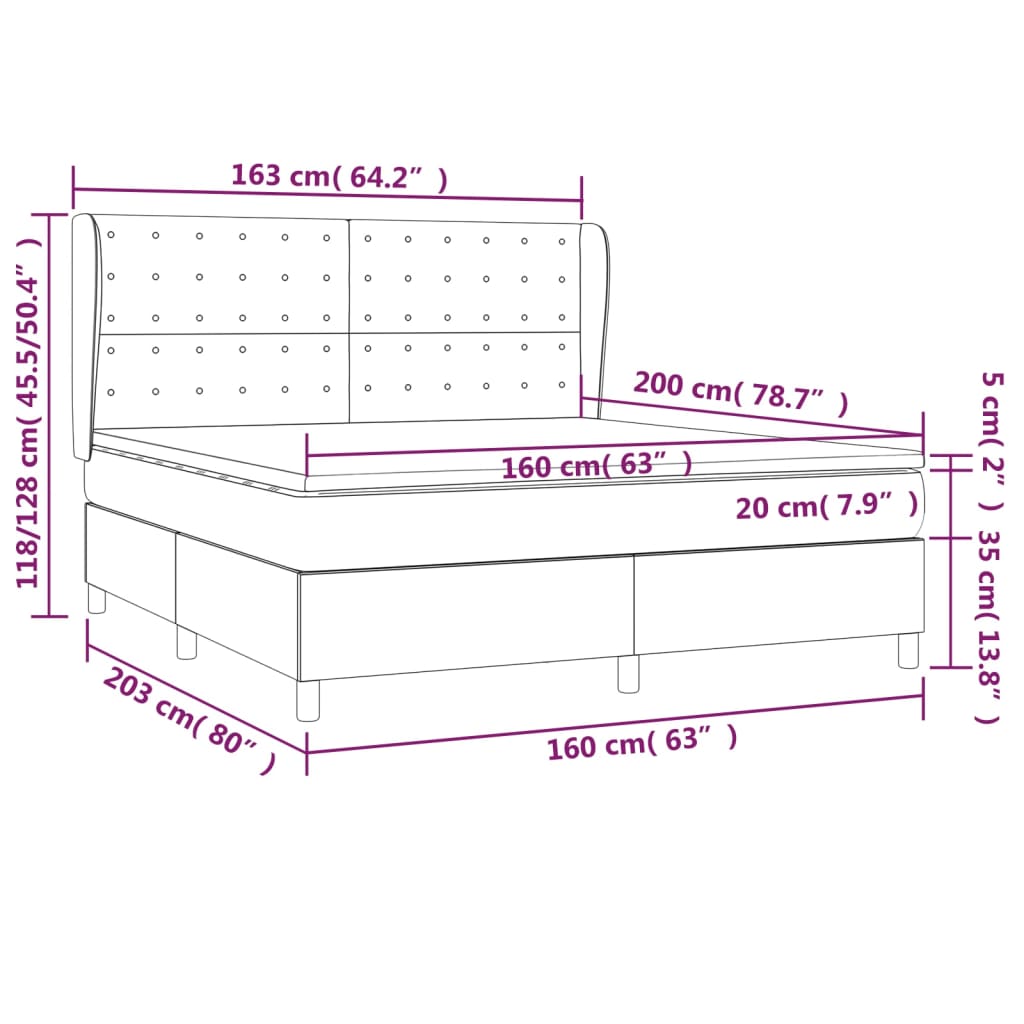 Giroletto a Molle con Materasso Blu 160x200 cm in Tessuto | homemem39