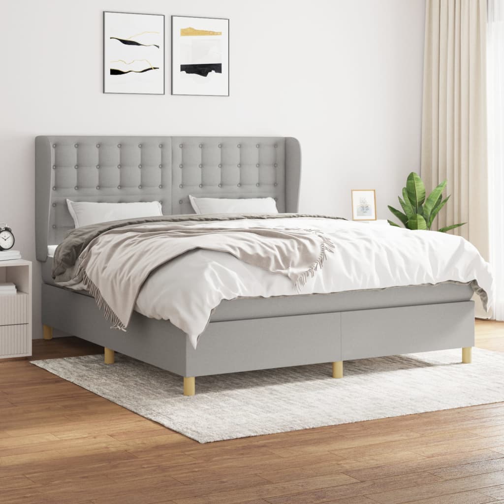 Giroletto a Molle con Materasso Grigio Chiaro180x200 cm Tessuto | homemem39