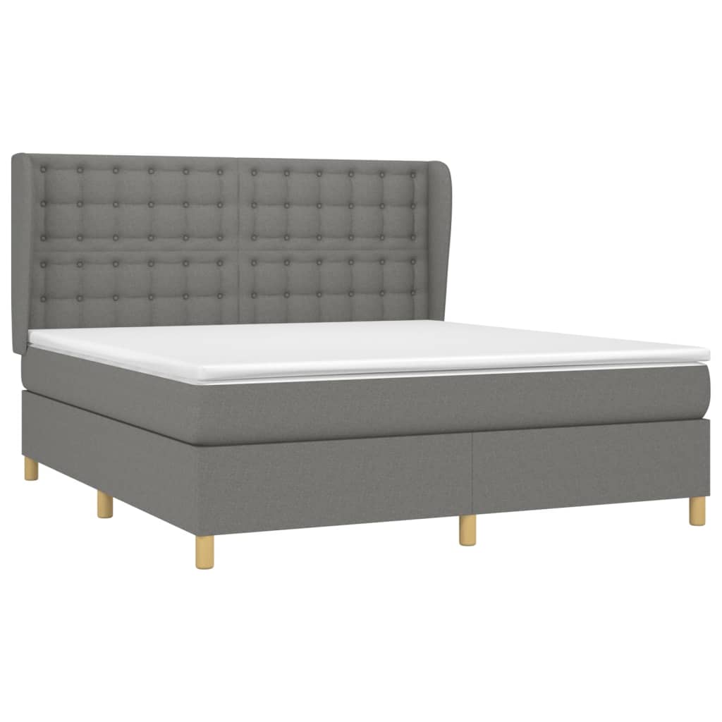 Giroletto a Molle con Materasso Grigio Scuro 180x200 cm Tessuto | homemem39