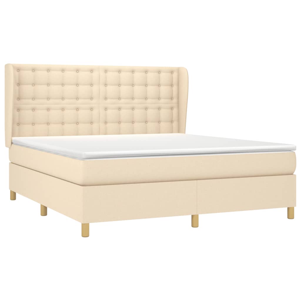 Giroletto a Molle con Materasso Crema 180x200 cm in Tessuto | homemem39