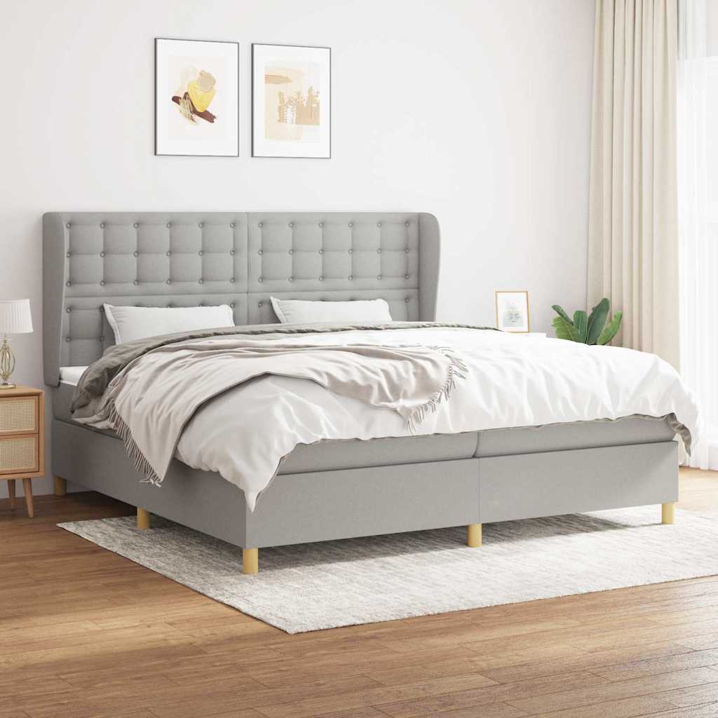 Giroletto a Molle con Materasso Grigio Chiaro 200x200cm Tessuto
