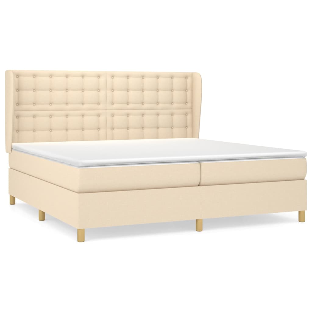 Giroletto a Molle con Materasso Crema 200x200 cm in Tessuto | homemem39