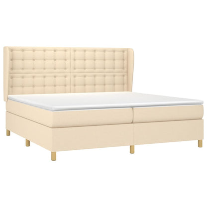 Giroletto a Molle con Materasso Crema 200x200 cm in Tessuto | homemem39