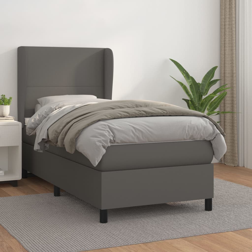 Giroletto a Molle con Materasso Grgio 90x200 cm in Similpelle | homemem39