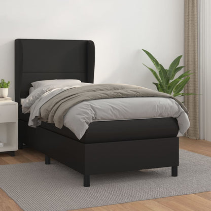 Giroletto a Molle con Materasso Nero 100x200 cm in Similpelle | homemem39