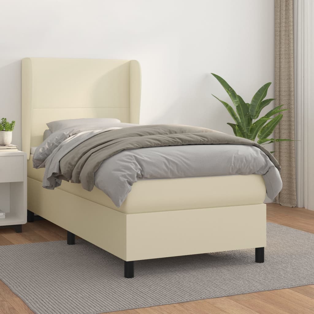 Giroletto a Molle con Materasso Crema 100x200 cm in Similpelle | homemem39