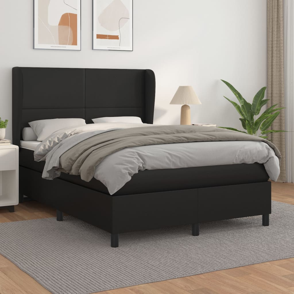 Giroletto a Molle con Materasso Nero 140x190 cm in Similpelle | homemem39