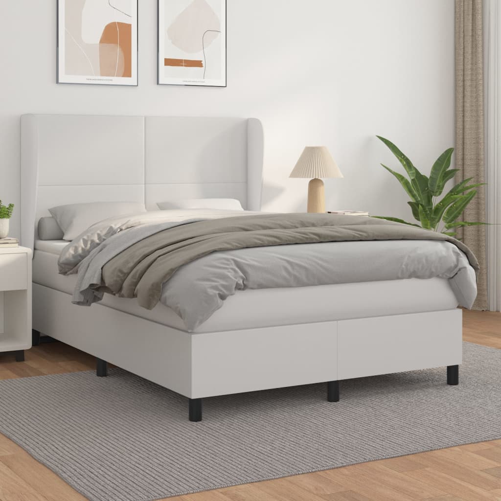 Giroletto a Molle con Materasso Bianco 140x190 cm in Similpelle | homemem39