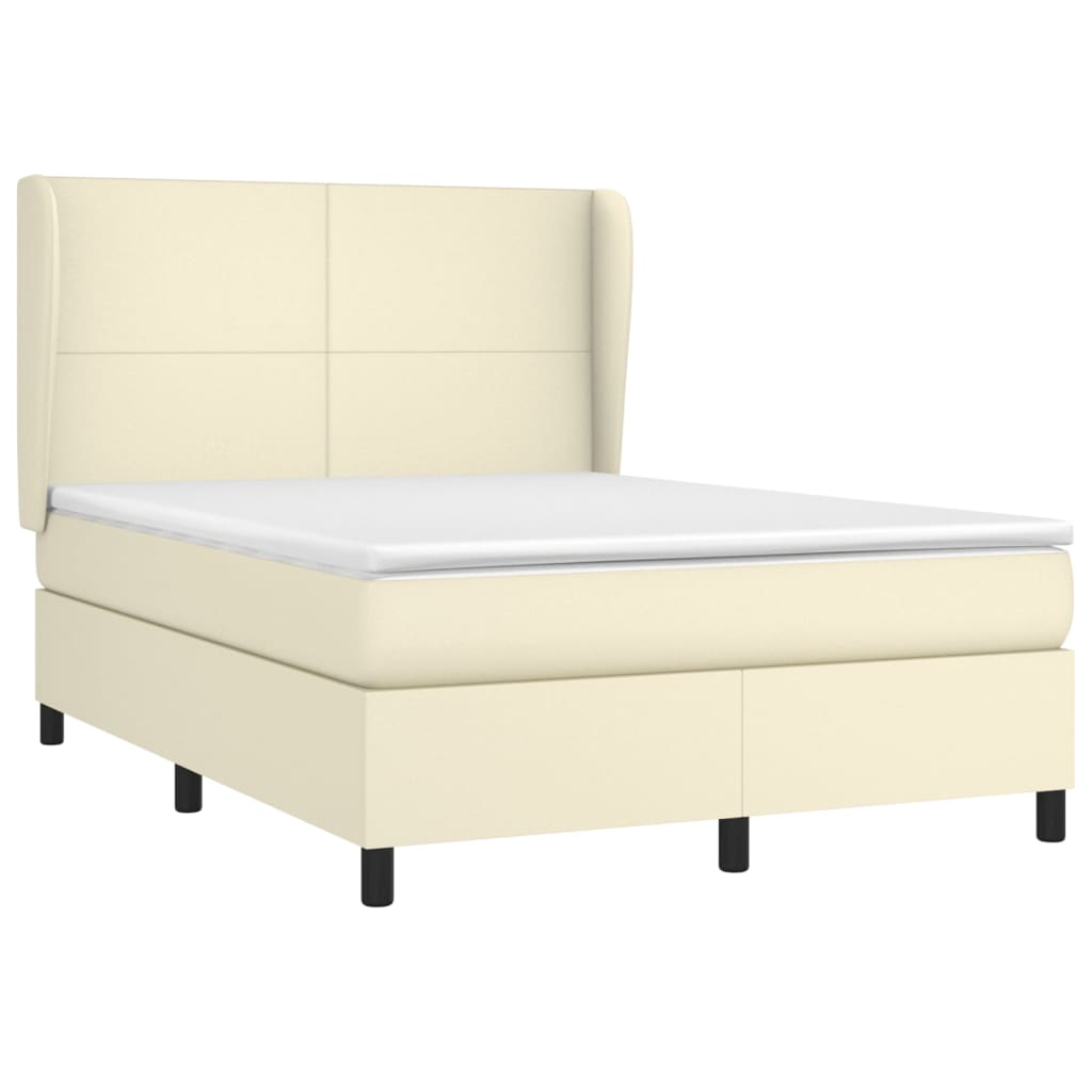 Giroletto a Molle con Materasso Crema 140x190 cm in Similpelle | homemem39