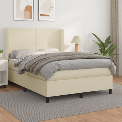 Giroletto a Molle con Materasso Crema 140x190 cm in Similpelle | homemem39