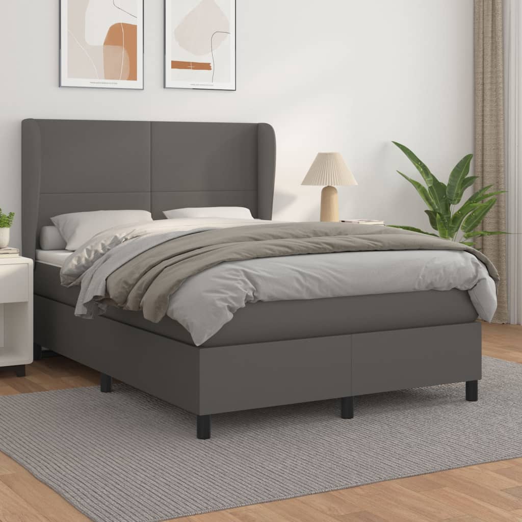 Giroletto a Molle con Materasso Grigio 140x190 cm in Similpelle | homemem39