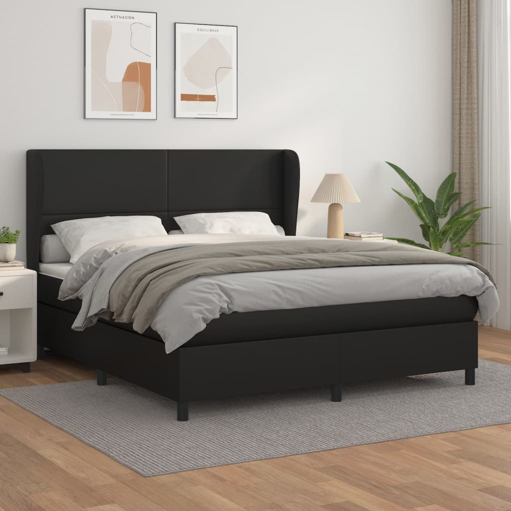Giroletto a Molle con Materasso Nero 160x200 cm in Similpelle | homemem39
