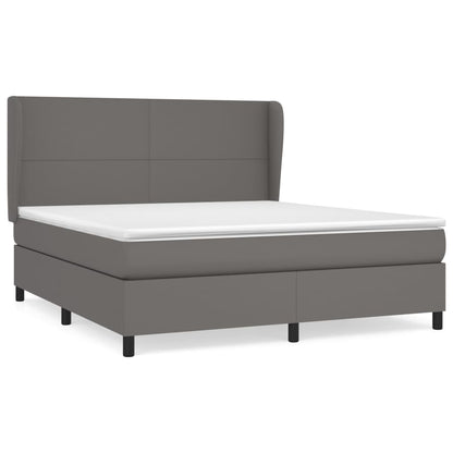 Giroletto a Molle con Materasso Grigio 160x200 cm in Similpelle | homemem39