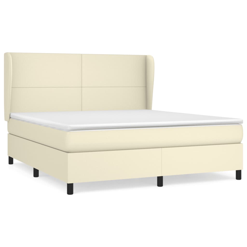 Giroletto a Molle con Materasso Crema 180x200 cm in Similpelle | homemem39